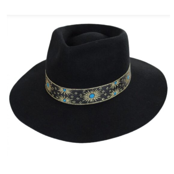 NWT Lack Of Color Phoenix Fedora Hat Sz Small Black Wool Ribbon Hat Band - Picture 2 of 10